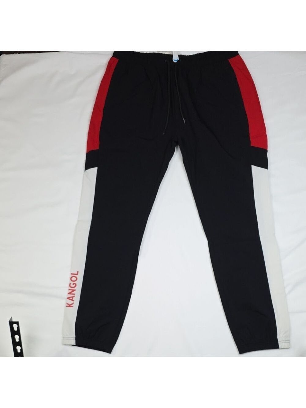 Kangol Men's Black Joggers with Red and White Accents XXL